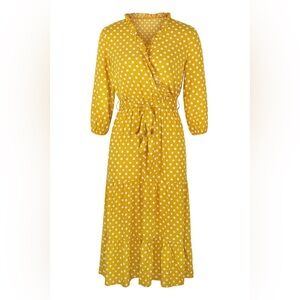 Yellow Polka Dot Wrap Dress